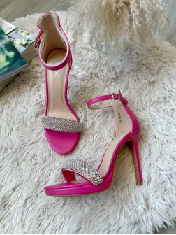 Sandale dama cu toc subtire roz 108 T4-3